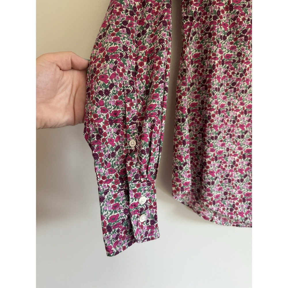J Crew Liberty Women's Pink Red Floral Button Up Long Sleeve Shirt Colorful Sz 2 - Picture 3 of 6